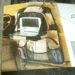 🆕 "AUTO EXPRESS" BACKSEAT ORGANIZER W/ REMOVABLE DVD HOLDER black/cream